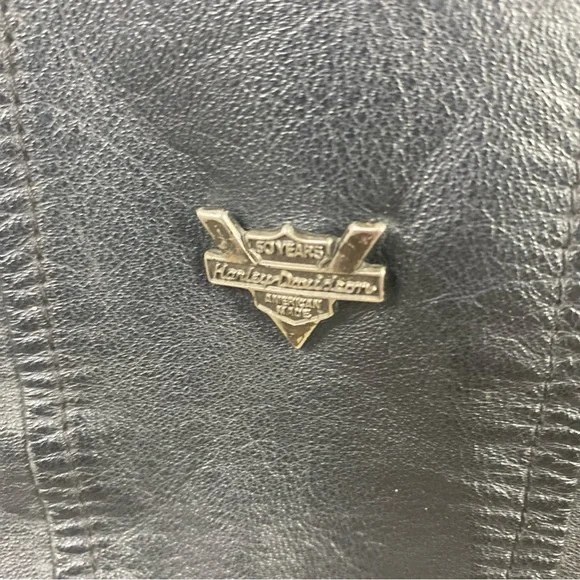 Harley Davidson Leather Jacket Women XS ZIP Out Liner Riding Black Off Center 50 - Picture 3 of 10